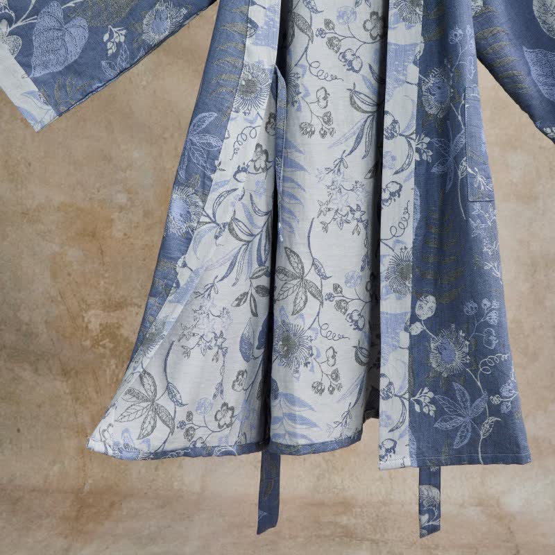 Kimono-Robe aus Baumwollgaze mit pastoralem Blattmuster - image 4
