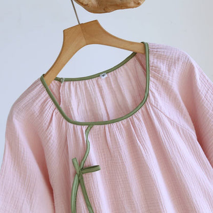 Minimalistisches Nachthemd aus Baumwollgaze im orientalischen Stil - image 7
