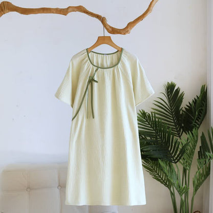 Minimalistisches Nachthemd aus Baumwollgaze im orientalischen Stil - Grün - XL - image 12