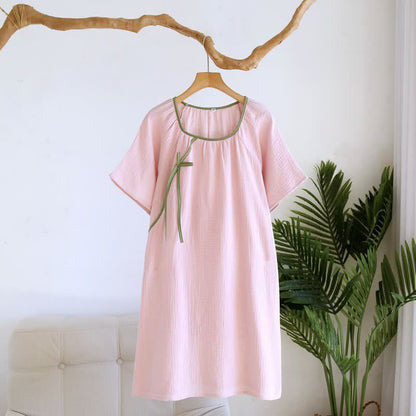 Minimalistisches Nachthemd aus Baumwollgaze im orientalischen Stil - Rosa - XL - image 4