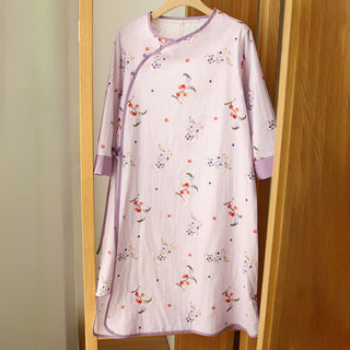 Nachthemd aus Baumwollgaze mit Kaninchen- und Beerenmuster - Lila - XXL - image 0