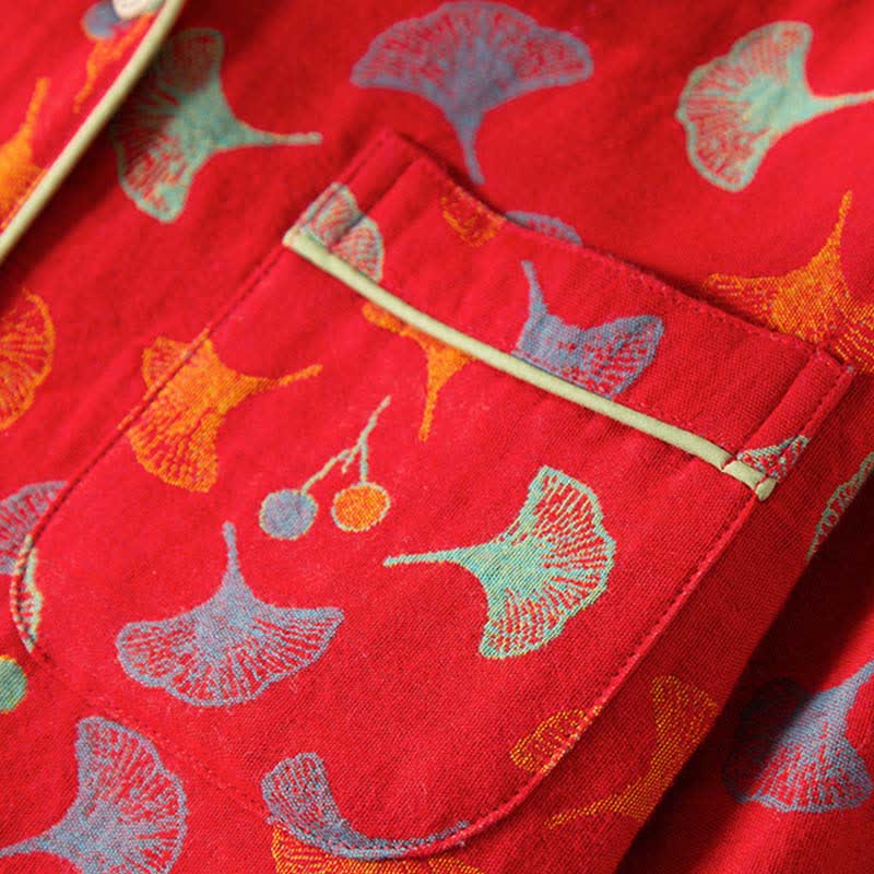 Pyjama-Set aus Baumwollgaze mit Ginkgoblatt - image 2