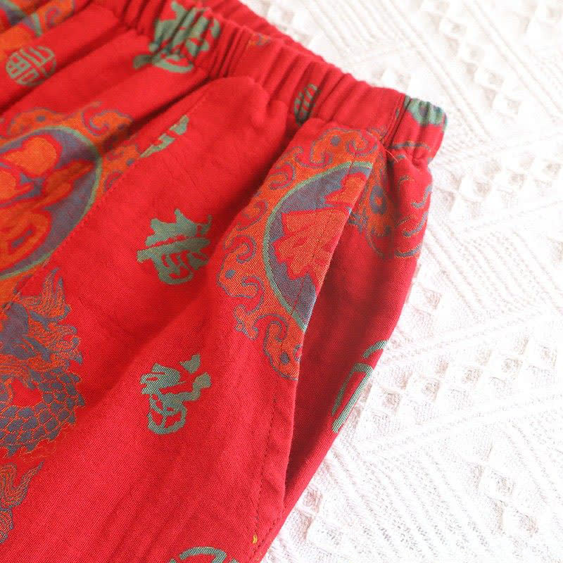 Glückverheißendes Baumwoll-Pyjama-Set mit Stehkragen - image 7