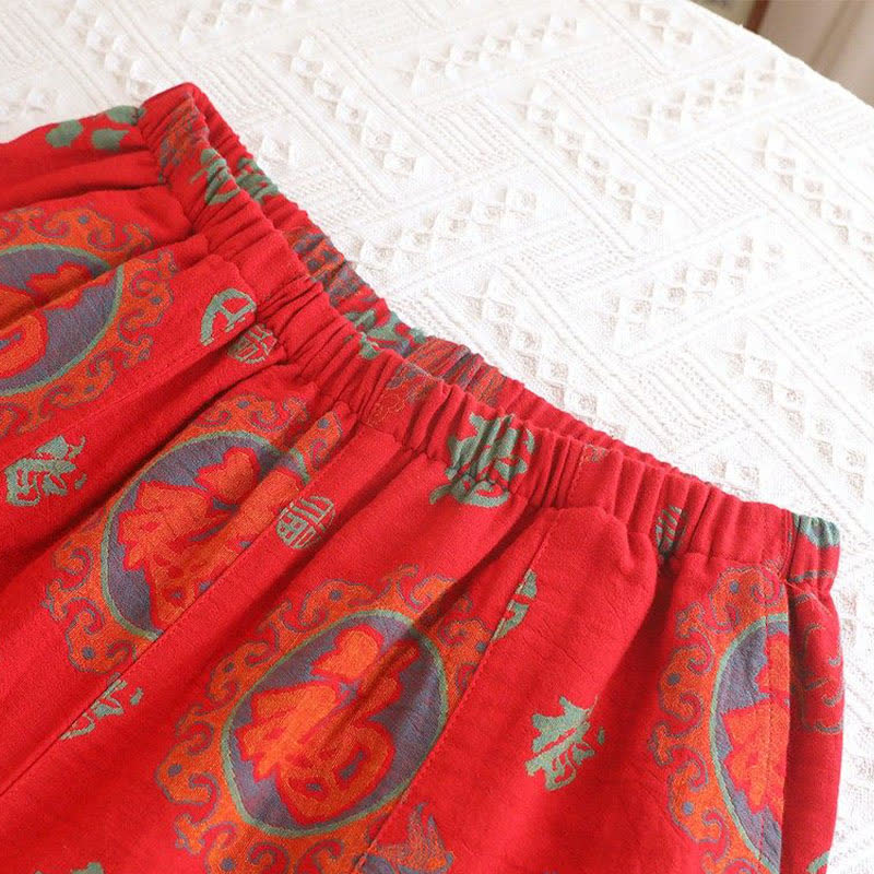 Glückverheißendes Baumwoll-Pyjama-Set mit Stehkragen - image 6