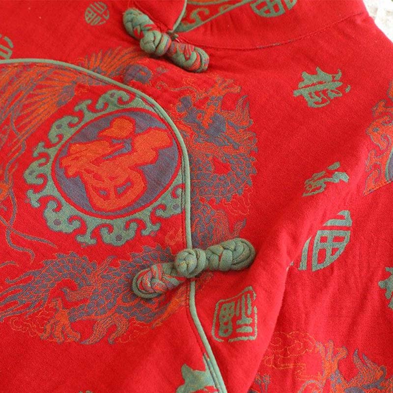 Glückverheißendes Baumwoll-Pyjama-Set mit Stehkragen - image 4
