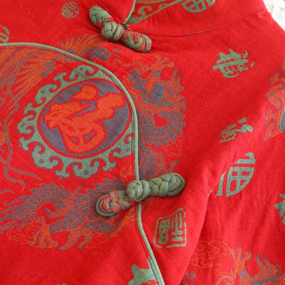 Glückverheißendes Baumwoll-Pyjama-Set mit Stehkragen - image 4
