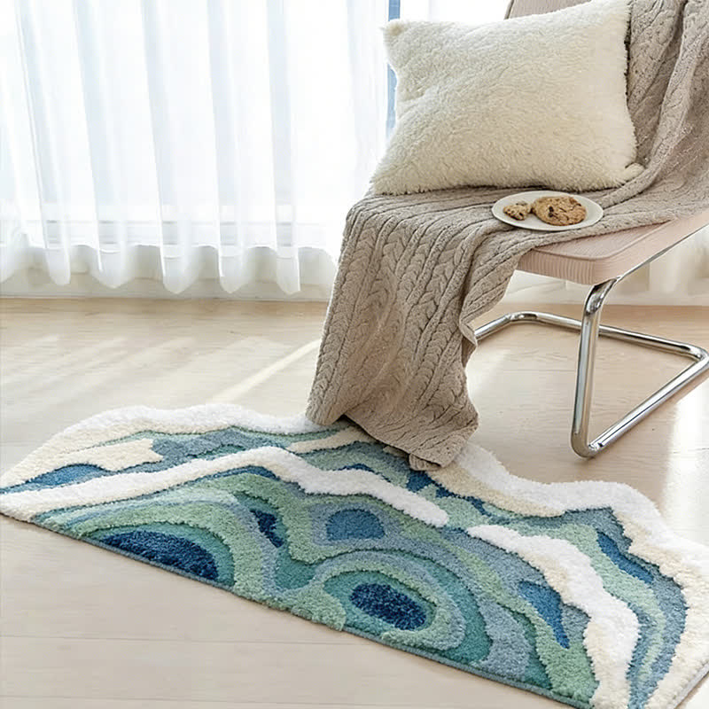 Abstrakter, wellenförmiger, beflockter Teppich - 70cm x 160cm - image 0