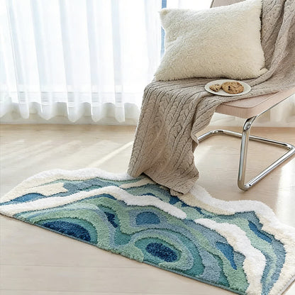 Abstrakter, wellenförmiger, beflockter Teppich - 70cm x 160cm - image 0