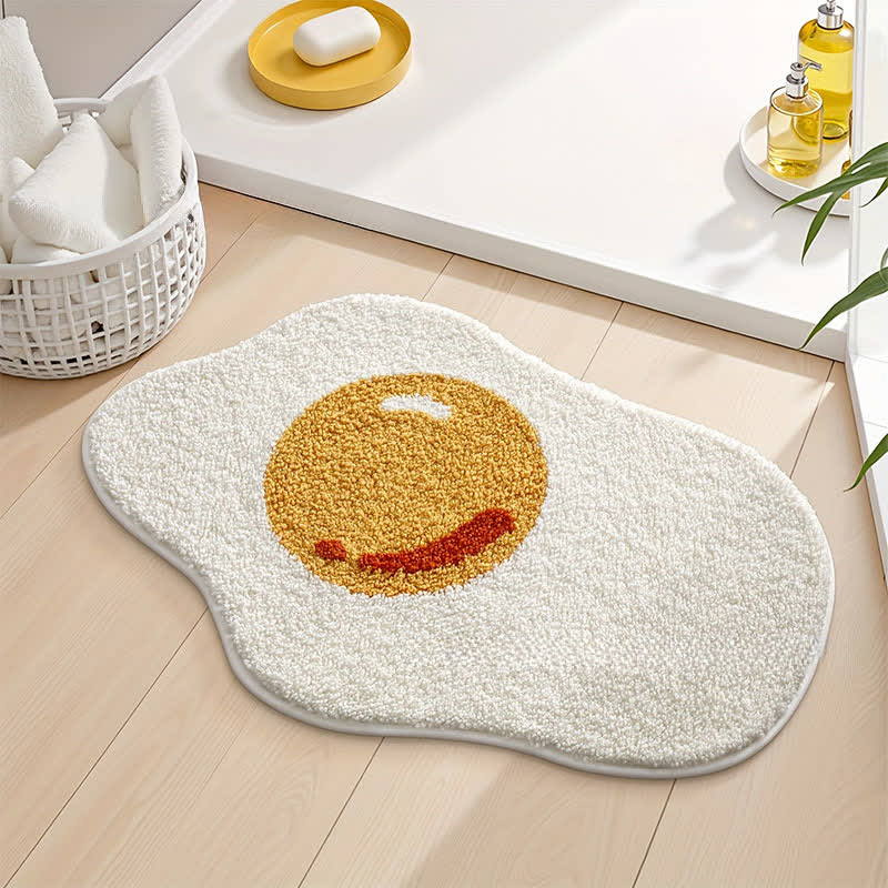 beflockter Teppich in Form eines Spiegeleis - 50cm x 80cm - image 0