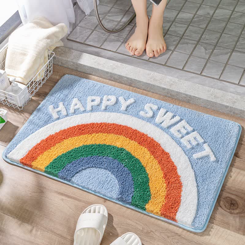 Dekorativer Badeteppich mit Regenbogenmotiven - Hellblau - 60cm x 90cm - image 5