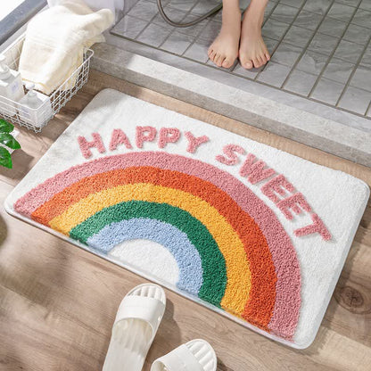 Dekorativer Badeteppich mit Regenbogenmotiven - Weiß - 60cm x 90cm - image 0