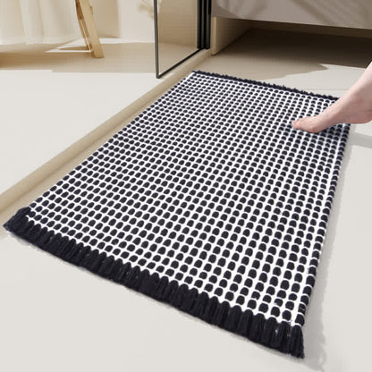 Gewebte Badematte mit Quasten - Schwarz - 60cm x 90cm - image 7