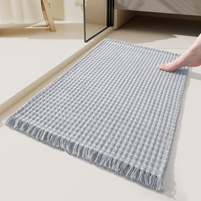 Gewebte Badematte mit Quasten - Grau - 60cm x 90cm - image 1