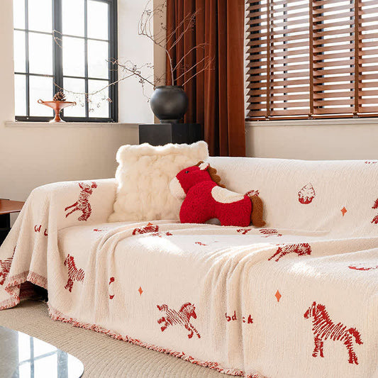 Sofaschutz mit Neujahrsglückspferd - 180cm x 460cm - image 0