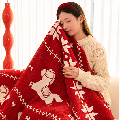 Neujahrs-Chenille-Sofabezug mit Glückspferd - image 7