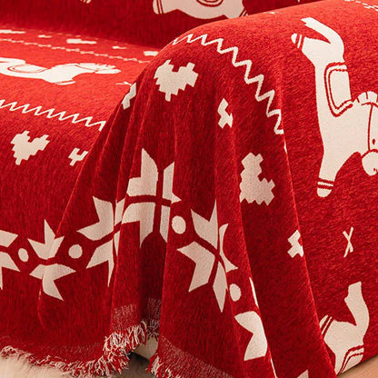 Neujahrs-Chenille-Sofabezug mit Glückspferd - image 6