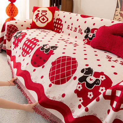 Rutschfeste Sofadecke mit Tierkreiszeichen-Pferd aus Chenille. - image 3