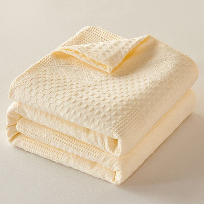 Einfarbige, dezent strukturierte Baumwolldecke - Aprikose - 200cm x 230cm - image 15