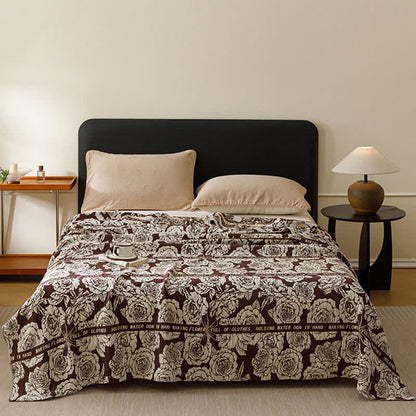 Country Blooming Rose Steppdecke aus reiner Baumwolle - Braun - 200cm x 230cm - image 8