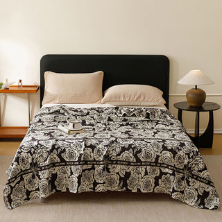 Country Blooming Rose Steppdecke aus reiner Baumwolle - Schwarz - 200cm x 230cm - image 0