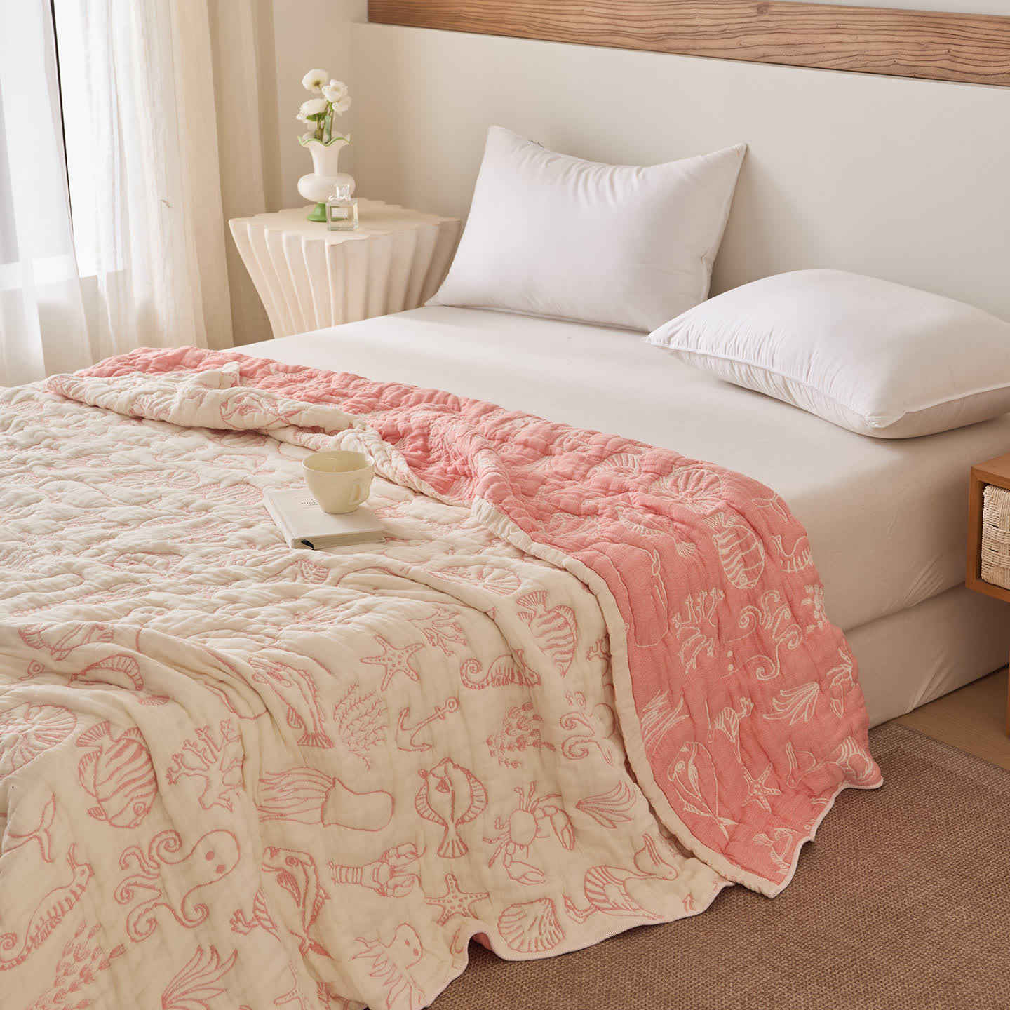 Quilt aus Baumwollgaze mit Meeresmotiven - image 1