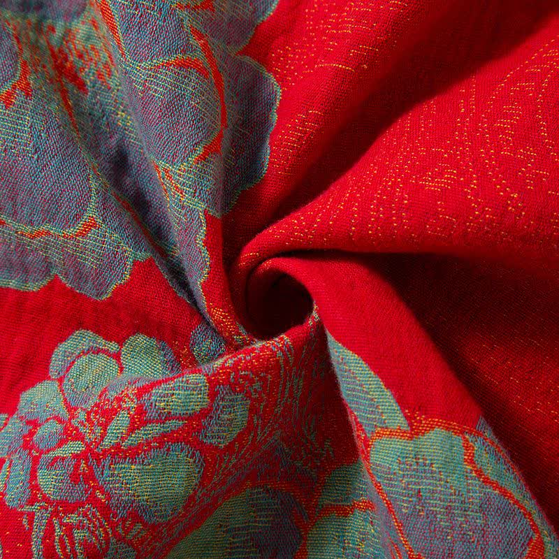 Vintage orientalischer Baumwollpyjama-Set mit Pfingstrosenmuster - image 9