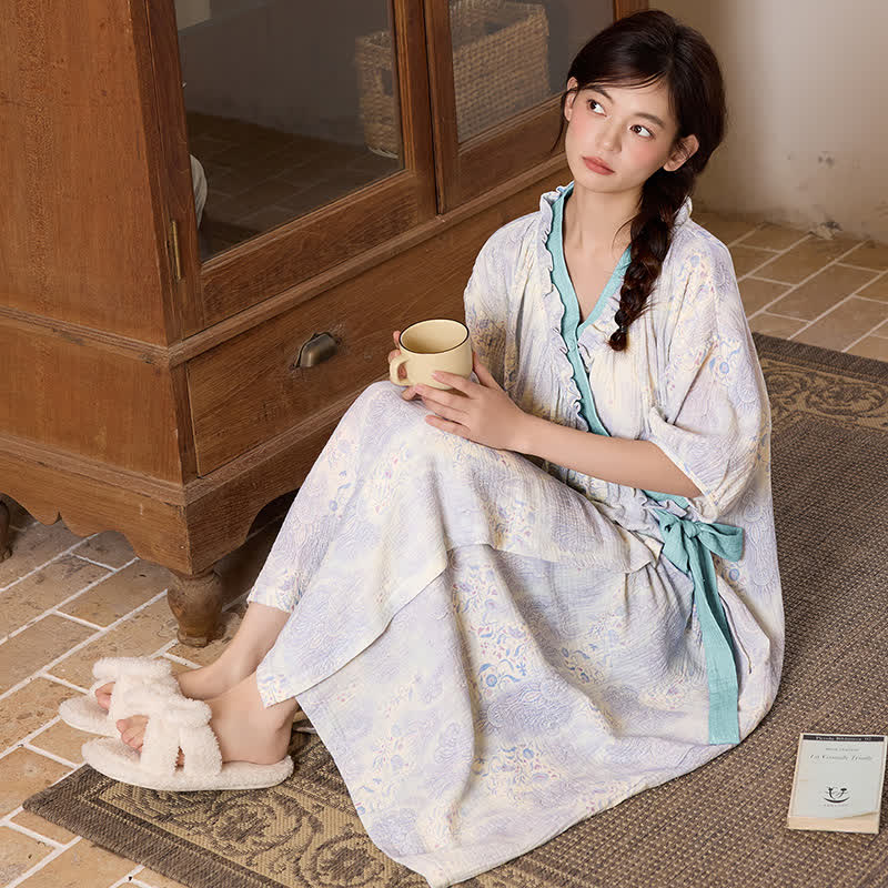 Künstlerisches Vintage-Nachthemd mit Rüschenkragen und seitlicher Bindefläche - image 10