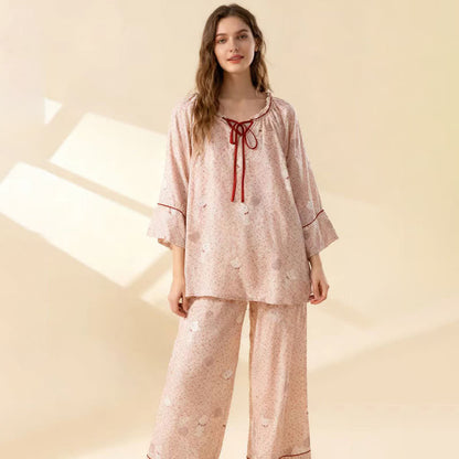 Loungewear-Set aus Baumwolle mit Rüschen und Blumenmuster und Bärenmotiv - image 2