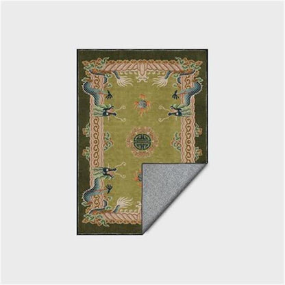 Klassischer Teppich im chinesischen Stil mit Drachenmotiv - Grün - 95" x 119" - image 5