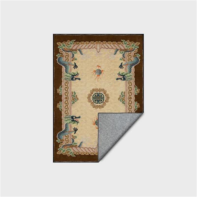 Klassischer Teppich im chinesischen Stil mit Drachenmotiv - Beige - 95" x 119" - image 11