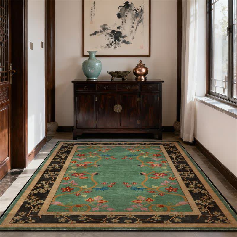 Waschbarer und faltbarer Teppich mit Retro-Botanikmotiv - 95" x 119" - image 0