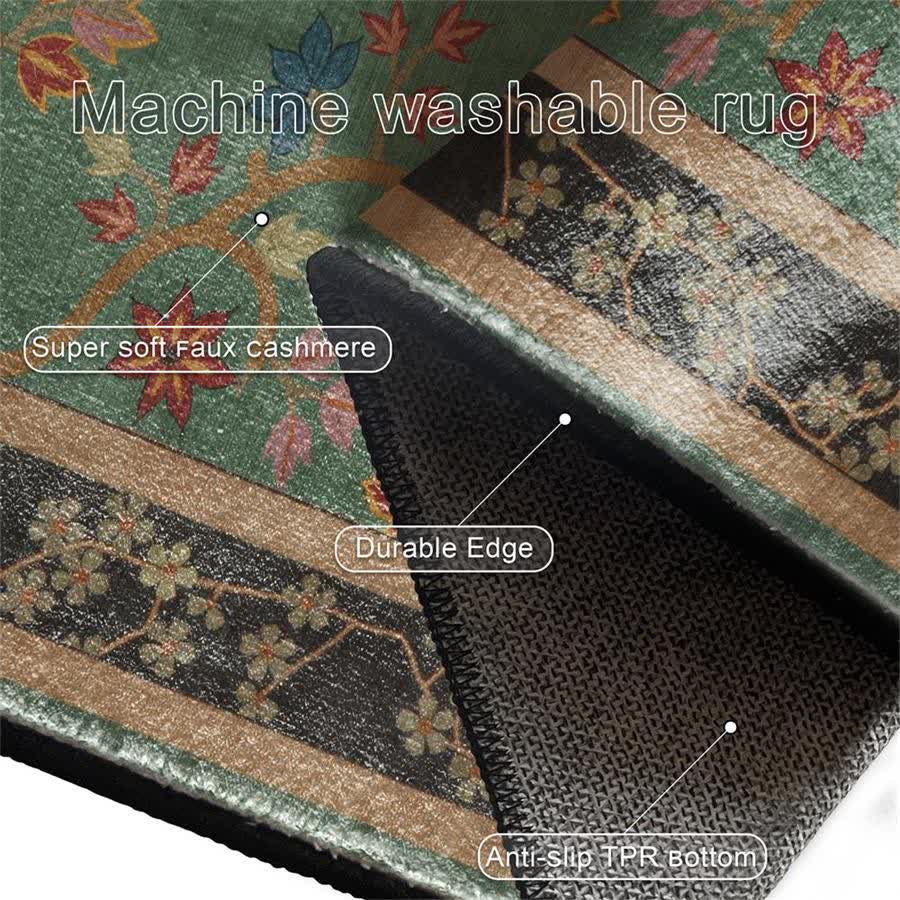 Waschbarer und faltbarer Teppich mit Retro-Botanikmotiv - image 7