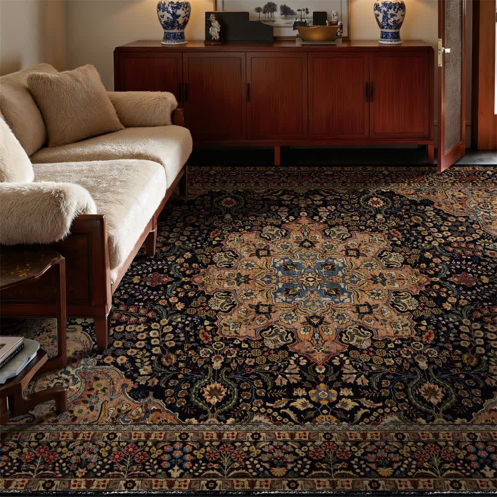 Persisch inspirierter, faltbarer Teppich im Bohème-Stil - 95" x 119" - image 0