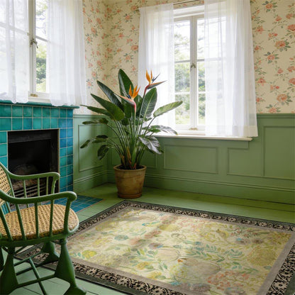 Rutschfester Teppich mit Landhausmuster, Blumen- und Vogelmotiv - image 3