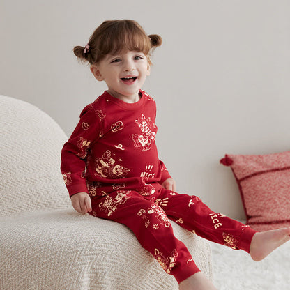 Festliches Pony-Baumwoll-Loungewear-Set für Kinder - Rot - Kind: 130 cm - image 0