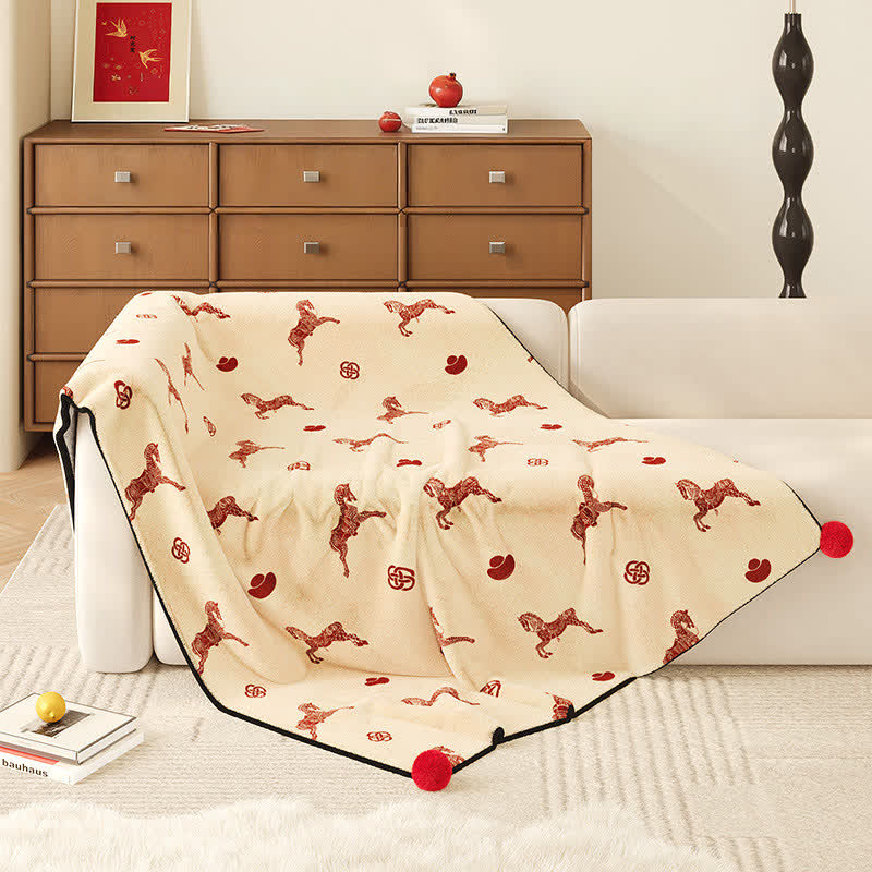 Wohlstands-Vlies zum Jahr des Pferdes - Beige - 150cm x200cm - image 2