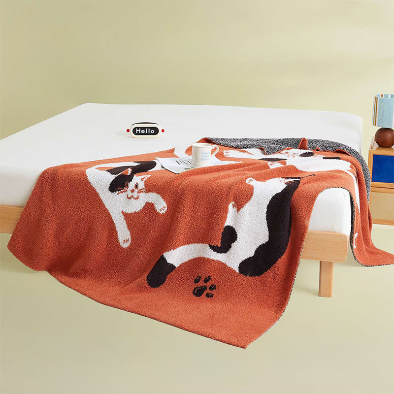 Strickdecke aus Fleece mit verspielten Katzenmotiven - image 3
