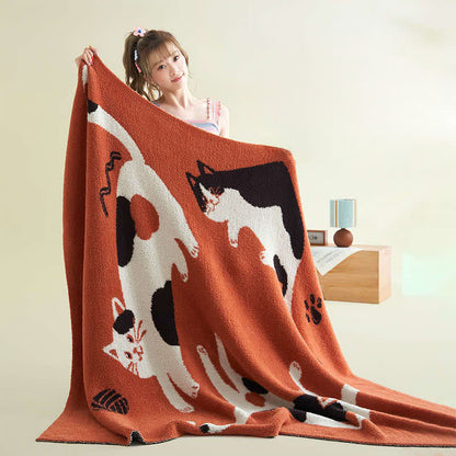 Strickdecke aus Fleece mit verspielten Katzenmotiven - image 2