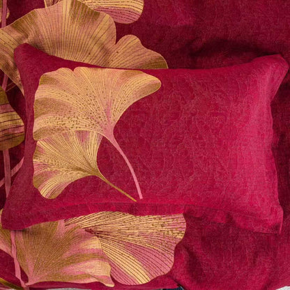 Bettwäsche-Set aus Baumwolle mit rotem und goldenem Ginkgoblatt (4-teilig) - image 4
