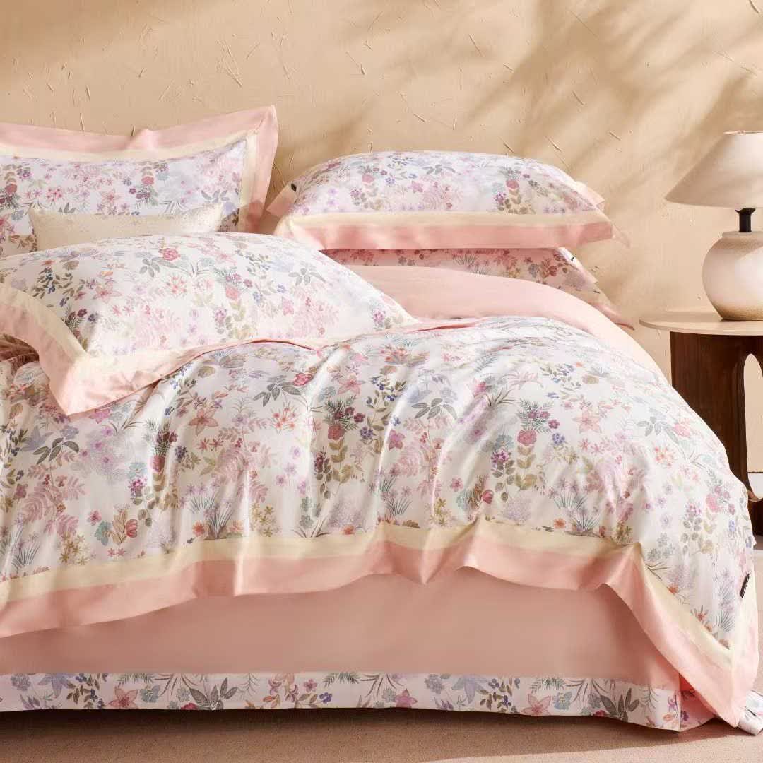Bettwäsche-Set aus Baumwolle mit zartrosa, kleingemustertem Blumenmuster (4-teilig) - Rosa - 220cm x 240cm - image 0