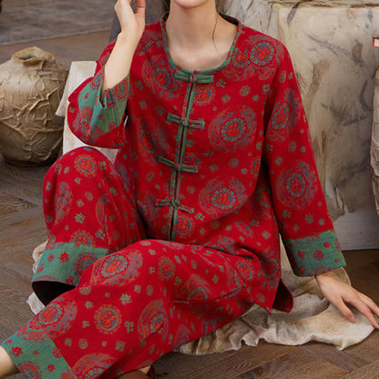 Loungewear-Set aus Baumwolle mit orientalischem kreisförmigem Fu-Motiv - image 4