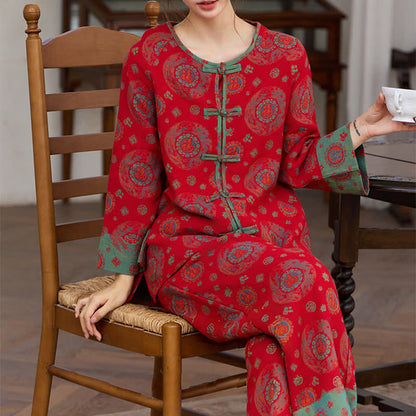 Loungewear-Set aus Baumwolle mit orientalischem kreisförmigem Fu-Motiv - image 2
