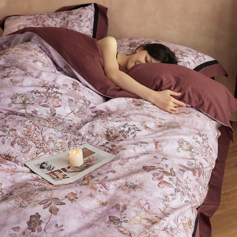 Traumhaftes Baumwoll-Bettwäscheset mit Blumen- und Schmetterlingsmotiven (4-teilig) - image 5