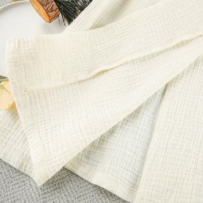 Beige Kimono-Bademantel aus reiner Baumwolle - image 12