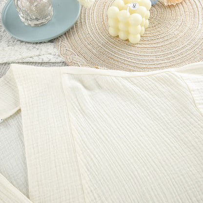 Beige Kimono-Bademantel aus reiner Baumwolle - image 10