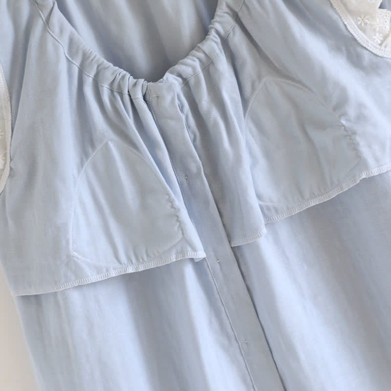 Tanktop-Pyjama aus einfarbiger Baumwolle mit Spitzenbesatz - image 12