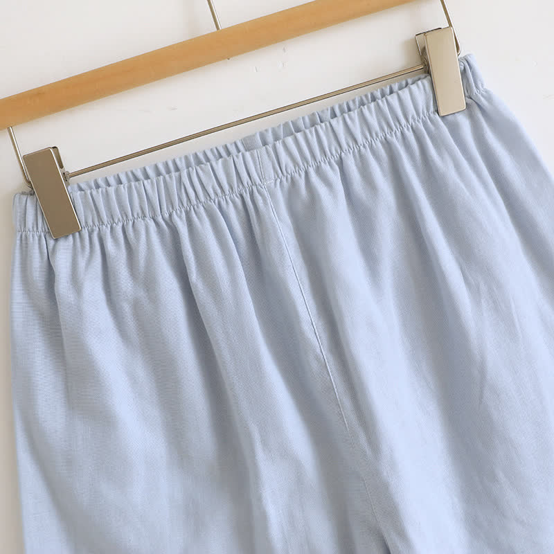 Tanktop-Pyjama aus einfarbiger Baumwolle mit Spitzenbesatz - image 21
