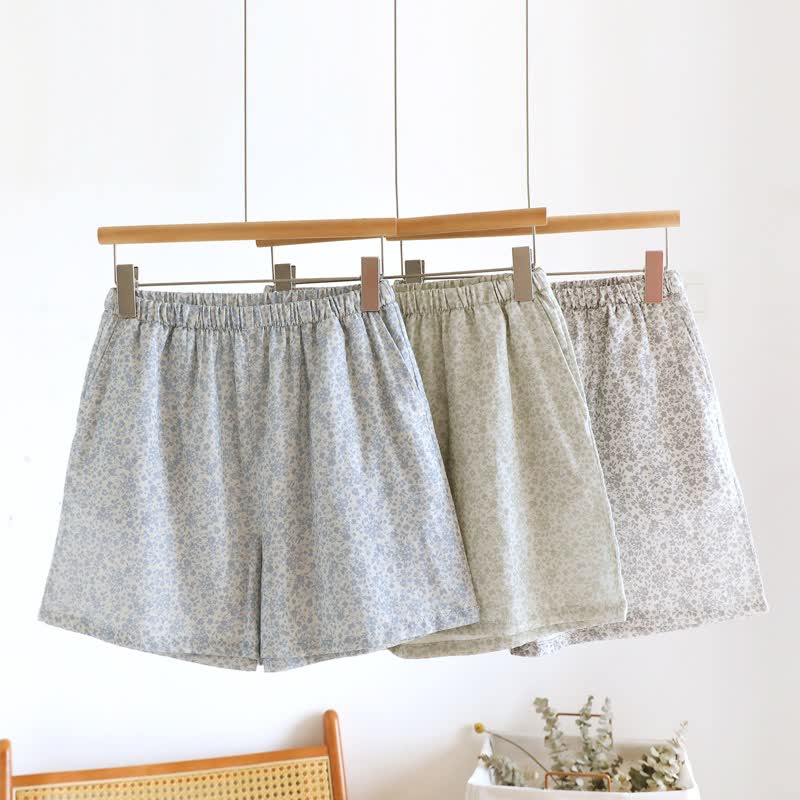 Pyjama-Set aus Baumwoll-Tanktop und Shorts mit kleinem Blumenmuster - image 5