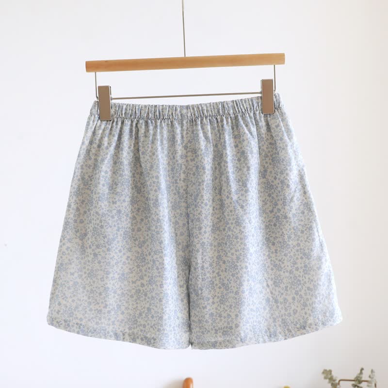Pyjama-Set aus Baumwoll-Tanktop und Shorts mit kleinem Blumenmuster - image 12