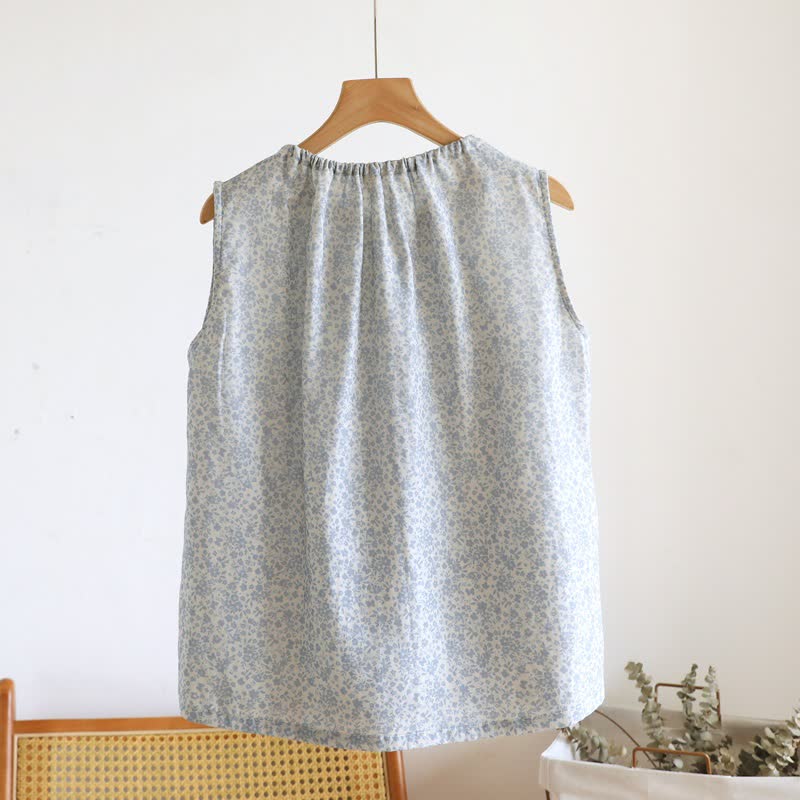 Pyjama-Set aus Baumwoll-Tanktop und Shorts mit kleinem Blumenmuster - image 8